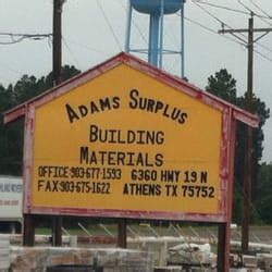 adams surplus athens texas|adams surplus building materials.